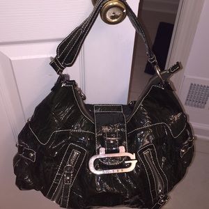 Guess Patent Leather Bag With Sliver Trimming